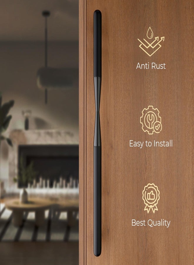 LAPO Black Finish Stainless Steel Main Door Handle | 24 Inch Luxury Pull-Push Handle for Wooden & Glass Doors | Elegant Heavy Duty Design for Homes & Offices | Pack of 1, 3 Year Warranty - Image 3